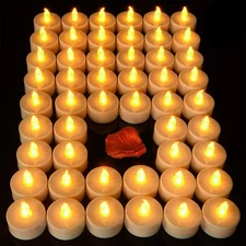 Lasts 2X Longer Flameless Tealight Candles [50 Pack, Batteries Included], Rea...