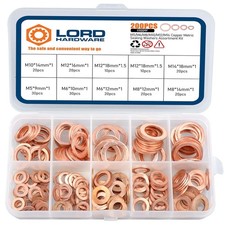 200pcs Copper Crush Washer Kit 9 Size Metric Sealing Oil Drain Plug Banjo M5-M14