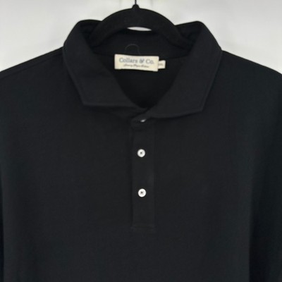 Collars & Co Black Luxury Pique Knit Cotton Mens Polo Shirt 3XL