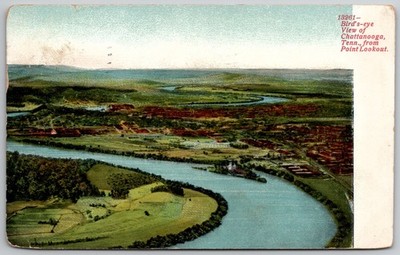 1908 Chattanooga TN Bird's-eye View from Point Lookout Postcard