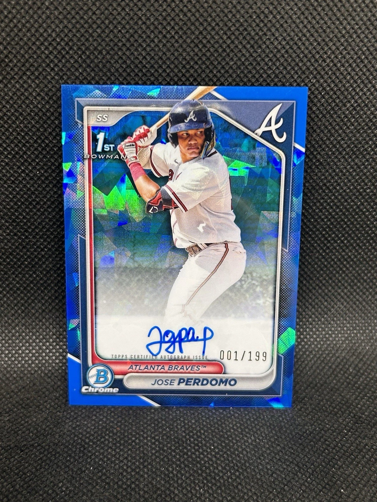 2024 Bowman Chrome Sapphire JOSE PERDOMO FIRST 1st AUTO #CSPA-JP  001/199 BRAVES