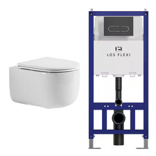 In-Wall Toilet with Concealed Tank, White round Bowl 0.8/1. 6GPF Dual Flush, Rim