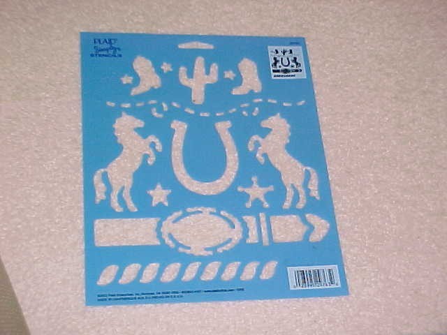 WESTERN COWBOY STENCIL PLAID  REARING HORSE BOOTS BELT ROPE CACTUS 29763 NEW