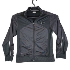 Boys Nike Black Full Zip Dri Fit Jacket Long Sleeve Polyester Size M 10-12