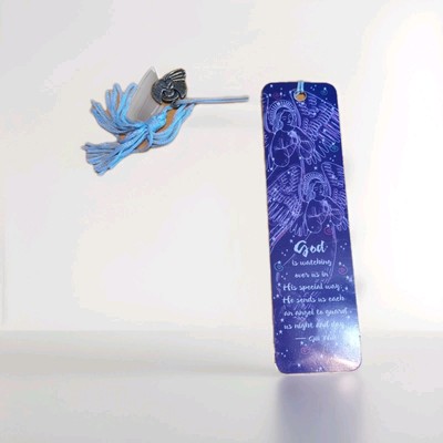 Religious Book Mark VTG 2003 Jill Wolt Purple Angels With Tassell