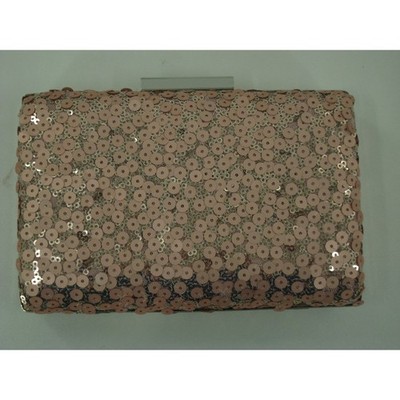 Antonio Melani Rose Gold Sequin Box Clutch with Chain Strap Wedding Coquette