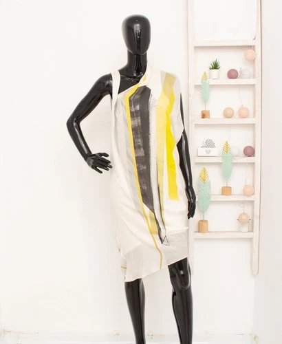 Helmut Lang Silk Midi Dress Chiffon Asymmetric Draped White Sleeveless US4 UK8