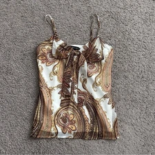 Rampage Vintage Y2K Paisley Bow Front Tank Top Womens M