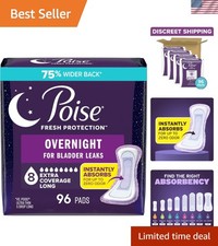 Overnight Incontinence Postpartum Pads for Bladder Leaks, 8 Drop Extra Cove...
