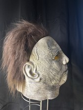 Gray Latex Full Mask with Brown Hair Halloween Costume Adult Unisex One Size