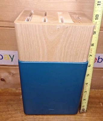 ZWILLING J.A. HENCKELS Knife Block Seven Slots Blue And Natural Ash Wood NIB