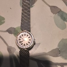 Reloj Pulsera Nivada 17 Joyas Analógico Banda de Malla Plateada Clásico Redondo Esfera Blanca