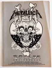 ZORLAC METALLICA SKATEBOARD~PUSHEAD ART~1989 PROMO PRINT AD ADVERT POSTER PINUP