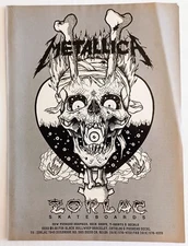 ZORLAC METALLICA SKATEBOARD~PUSHEAD ART~1989 PROMO PRINT AD ADVERT POSTER PINUP