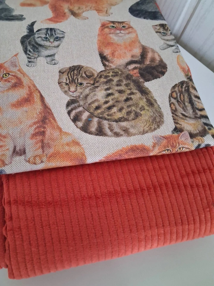 Oeko-Tex Stoffpaket 2 x 50 x 140/150 cm Canvas + Breitcord orange - Bild 2 von 2