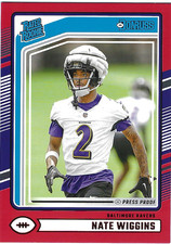 2024 Panini Donruss - Rated Rookie Nate Wiggins #391 Press Proof Red (RC) Ravens