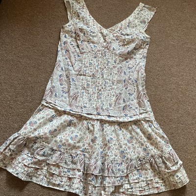 MNG Damen Sommerkleid Größe 36/38,Farbe:Creme/Rot/Blau/Schwarz, Cotton
