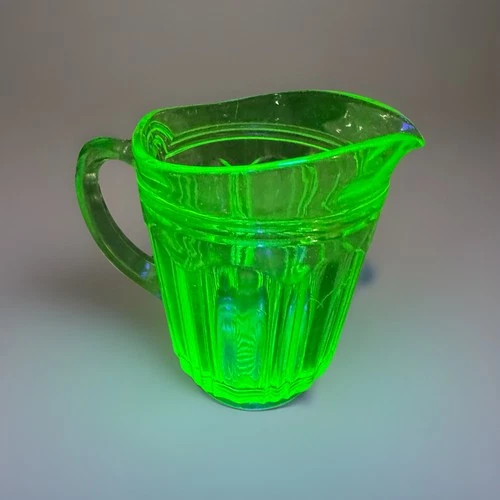 1930's  Anchor Hocking Glass Pitcher Colonial  Uranium green Depression Glass