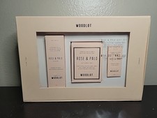 WOODLOT Rose  Palo 3-Pc. Gift Set Everyday Mist Candle Essential Oil NEW