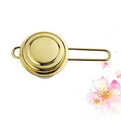 Tee-Aufguss-Teesieb aus Edelstahl mit Griff für Teekannenbecher (golden)