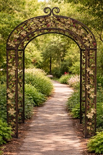 RARE 1 Of A Kind Garden Arch Rustic Grape Vine Trellis Wrought Iron Arbor Unique