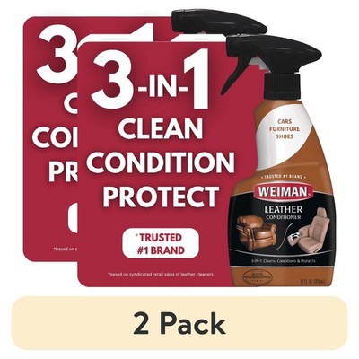 (2 pack) Weiman 3-In-1 Leather Cleaner & Conditioner, UVX Protection, 16oz