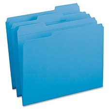 Smead SMD12034 Blue File Folders 1/3 Tab Cut 0.75" Exp