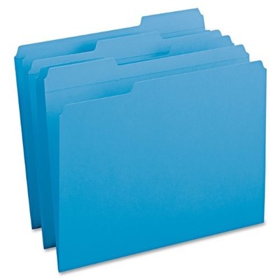 Smead SMD12034 Blue File Folders 1/3 Tab Cut 0.75'' Exp