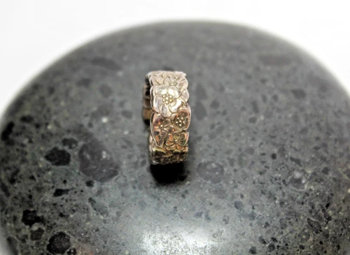 VTG 925 Sterling Silver Forget-Me-Not Flower Covered Floral Spoon Ring Size 3.75