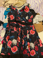Yours Fit & Flare Floral V-Neck Sleeveless Knee Dress UK 18 Plus