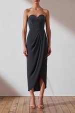 Shona Joy Core ‘U’ Bustier Strapless Draped Dress Size 8 AU RRP $420 Party Grey