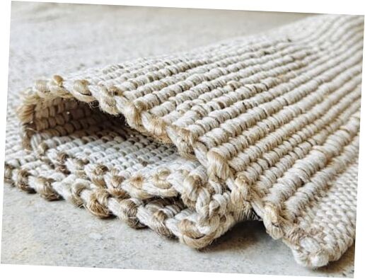 Handwoven Jute Blend Cotton Area Rug - Contemporary Farmhouse Decor- Vintage