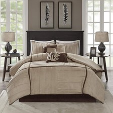 Cozy Comforter Set Casual Blocks Design All Season, Matching Bed Skirt,