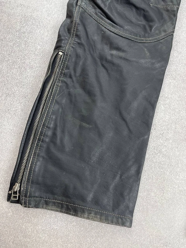 Pantalones de motociclista de cuero envejecido vintage talla 32 deberes pagados (EE. UU.) Foto 3 de 4