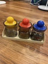 desk organizer Mod acrylic Jars 70s 80s vinta...