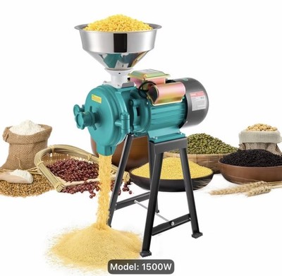 Electric Grain Mill Grinder 1500W High Speed Metal Funnel Stand Base Green