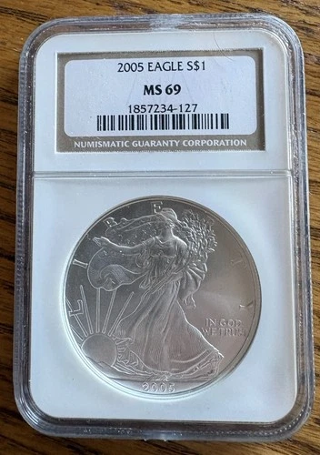 2005 S$1 American Silver Eagle NGC MS69 Brown Label