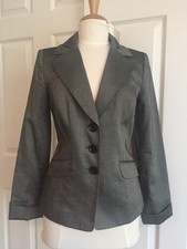 Classiques Entier Dark Gray Lightweight Metallic Fitted Jacket Blazer Size 8