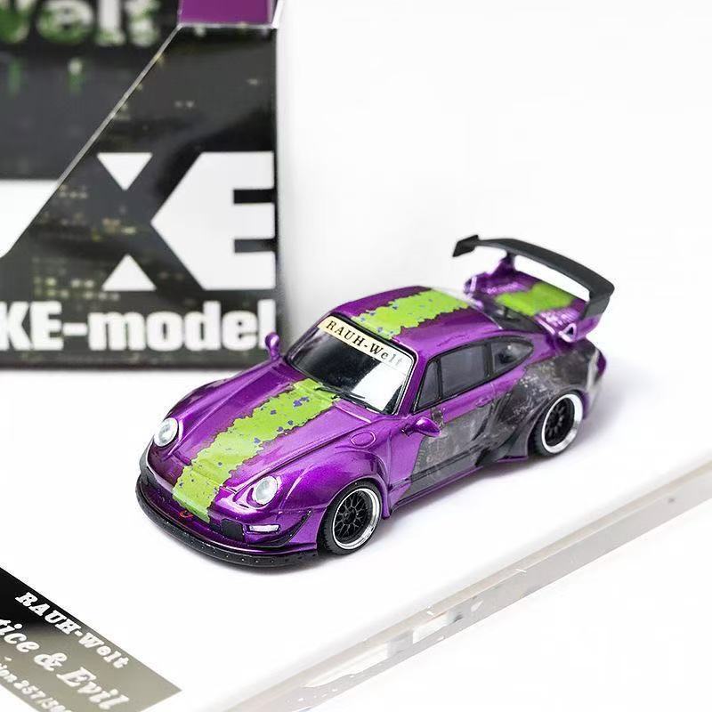 XKE 1:64 Porsche 911 RWB993 Joker Batman Painted Alloy Car Model