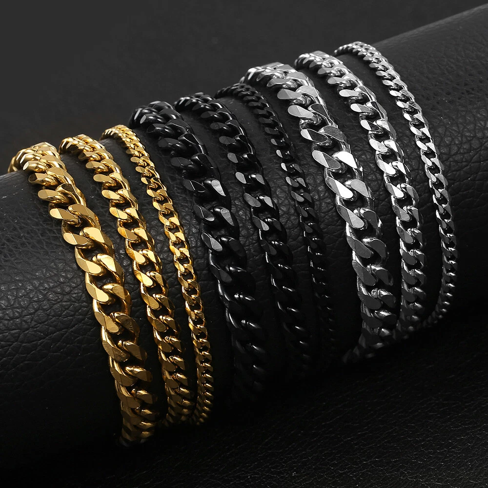Mens black 2024 cuban link bracelet