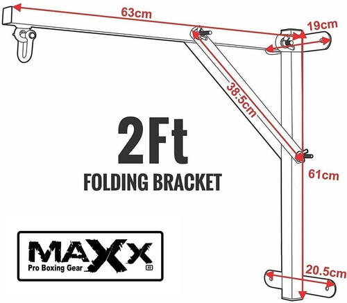 Maxx Heavy Duty 2ft 3FT Folding Punch Bag Wall Bracket Steel Mount Hanging Hook - Picture 4 of 4