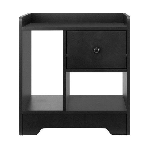 Oikiture Bedside Table with Drawer & Storage Space Black - Picture 7 of 8