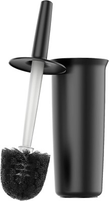 Toilettenschüssel Bürste und Halter für Bad schwarz - Anti Spritzer Deckel, Klo Reiniger