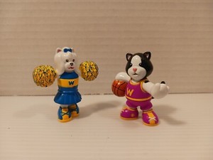 Webkinz "Shootin' Hoops Black & White Cat" &"Yorkie Cheerleader" Figurines