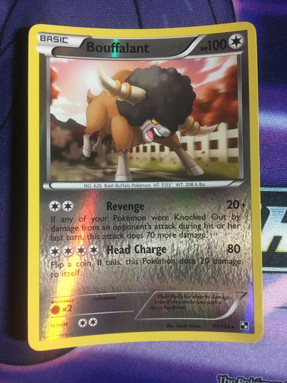 Bouffalant - 91/114 - Reverse Holo Rare - Black & White Pokemon - NM