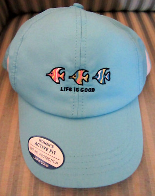 NWT LIFE IS GOOD WOMENS ''DAWN SPRINTER''  ACTIVE CAP ..FISH...WOMENS FIT.   (OS)