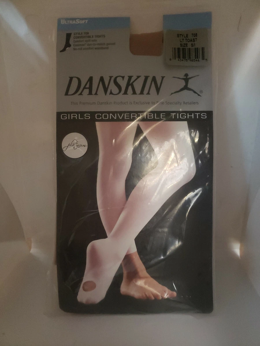 Danskin Girls 708 Convertible Dance Tights Light Toast S I NEW