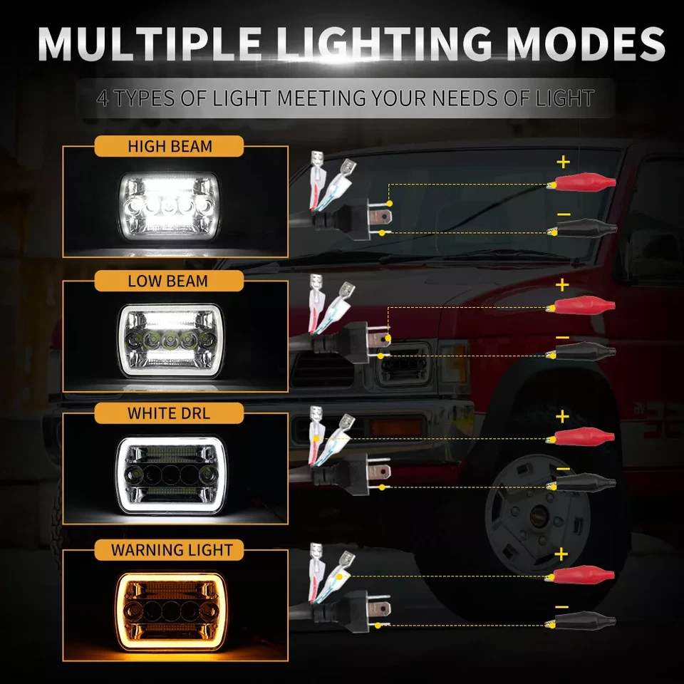 Светодиодная фара 7x6 дюймов дневные ходовые огни HI-Lo для Chevy C1500 C2500 C3500 Suburban Pickup 120 Вт - Изображение 3 из 4