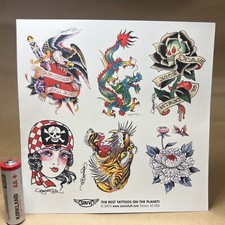 1989 Ed Hardy Rare Vintage Savvi Sheet Temporary Tattoo Skulls Tiger Dagger Girl