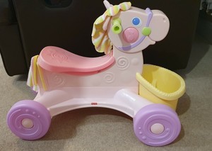 fisher price riding horse on wheels